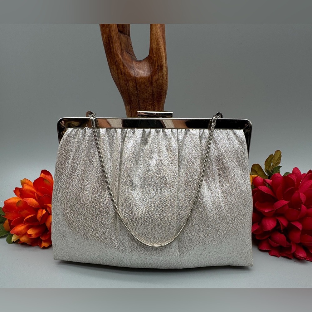 Vintage 1960’s Andé Sparkly Metallic Clutch Evening Bag w/ Chain Strap | Bling
